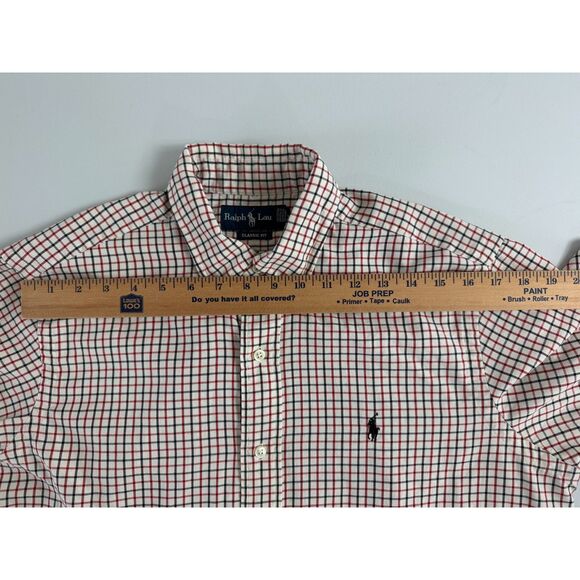Ralph Lauren Men's Long Sleeve Button Down Shirt Cream Red Black Size M - Picture 7 of 12